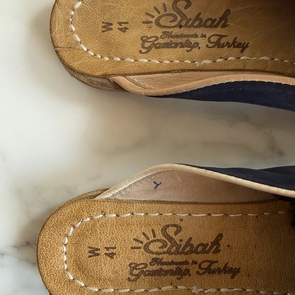 New Navy Blue Nubuck slippers with light piping | Baleen Blue Baba from Sabah - Picture 7 of 9
